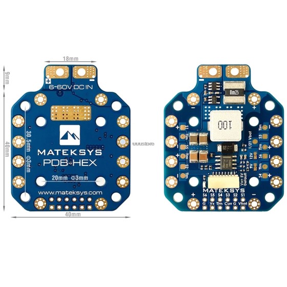 Matek Pdb-hex 12s Supports 6~60v Input 5a Regulator With 5v/9v/12v Outputs High Current for Racing